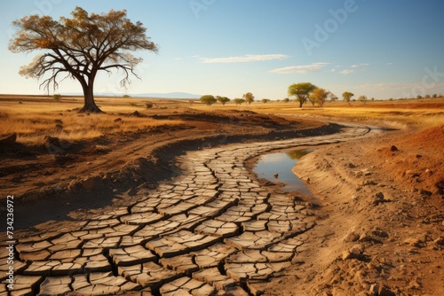 Relentless desert consumes landscape once fertile., generative IA