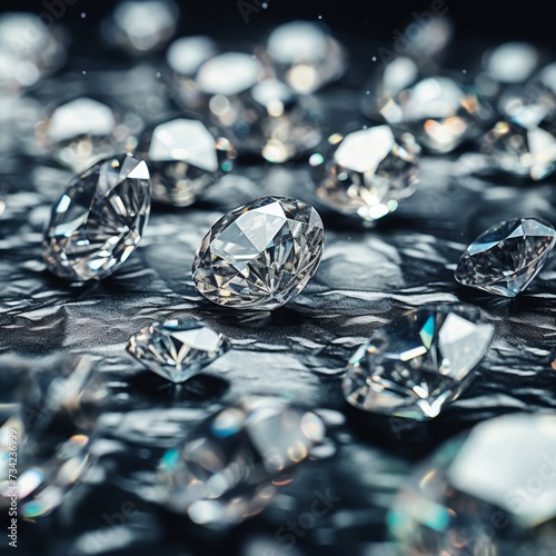 Captivating display. luxurious diamonds glistening in suns rays on gray background