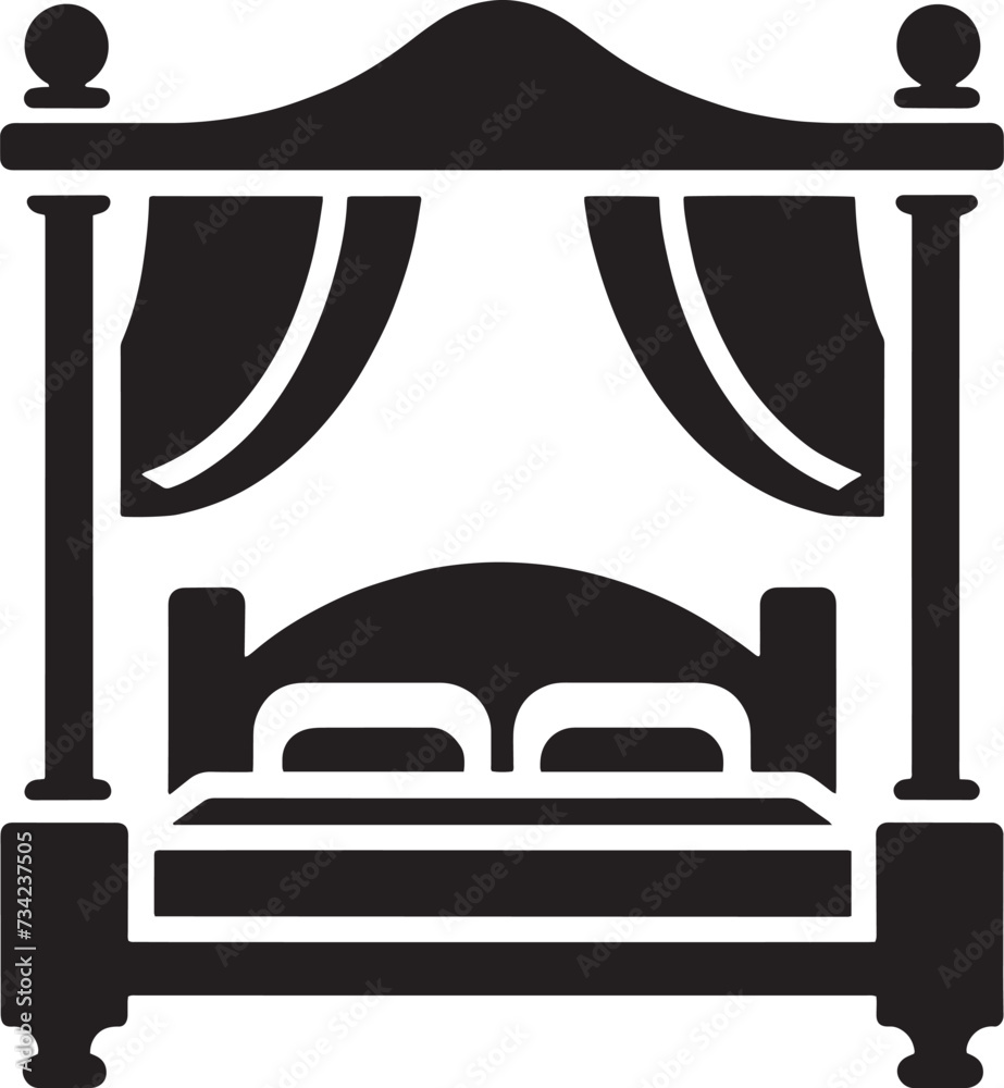 Four Poster Bed Silhouette vector Four Poster Bed Silhouette vector