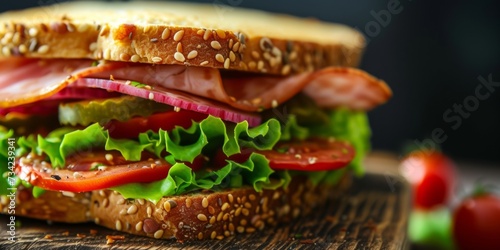 sandwich with ham and vegetables Generative AI