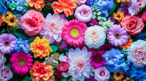 Exquisite Array Of Artificial Flowers In Spectrum Of Colors Ranging From Deep Blues To Vibrant Pinks
