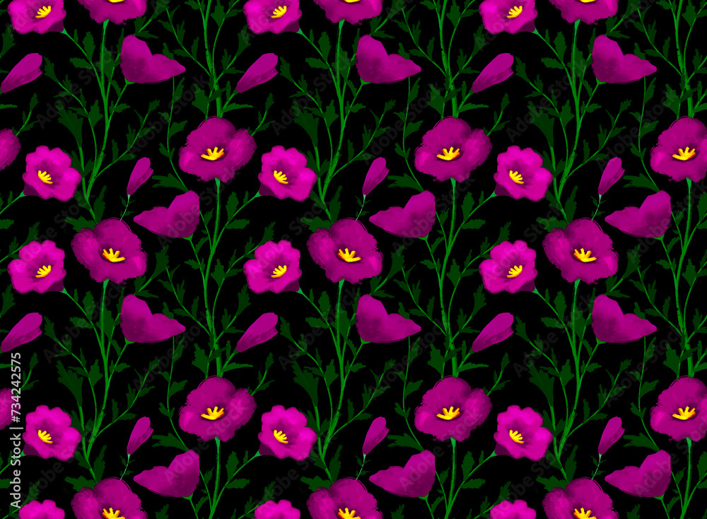 Seamless daisy flower pattern. Paint flower pattern.