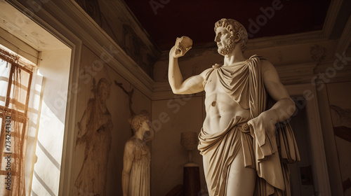 Julius Caesar statue in ancient Rome, stoned statue on a roman background. Gaius Iulius Caesar photo