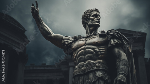 Julius Caesar statue in ancient Rome, stoned statue on a roman background. Gaius Iulius Caesar photo