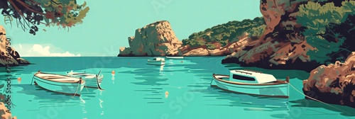 Cala Figuera Tranquil Cove with Traditional Boats and Lush Cliffs - Ideal for Travel, Nature, and Mediterranean Lifestyle Themes photo