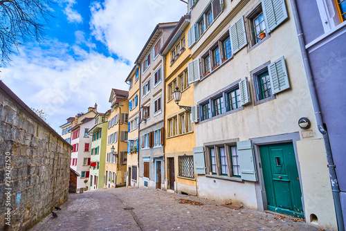 Residential houses on Lindenhof Hill in Zürich, Switzerland © efesenko