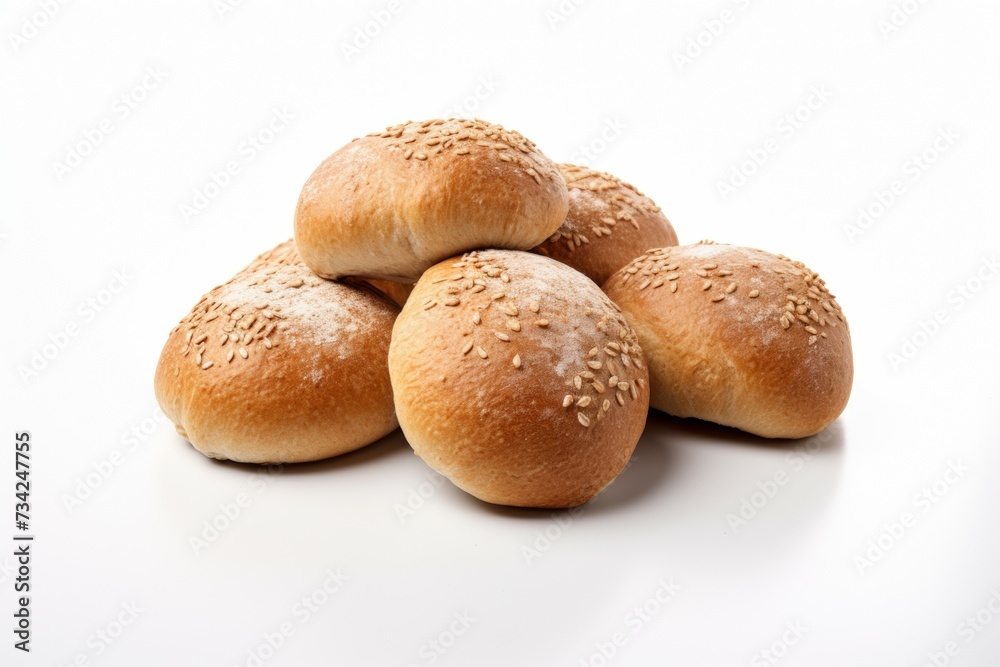 bun bread closeup isolated on white background