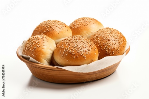 bun bread closeup isolated on white background