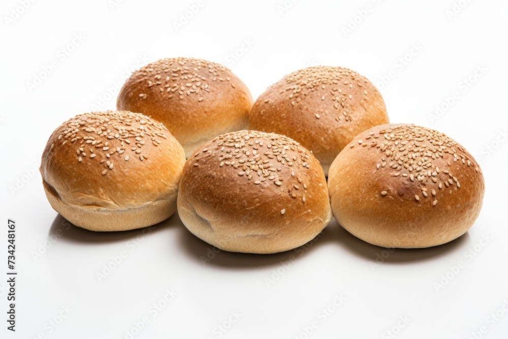 bun bread closeup isolated on white background