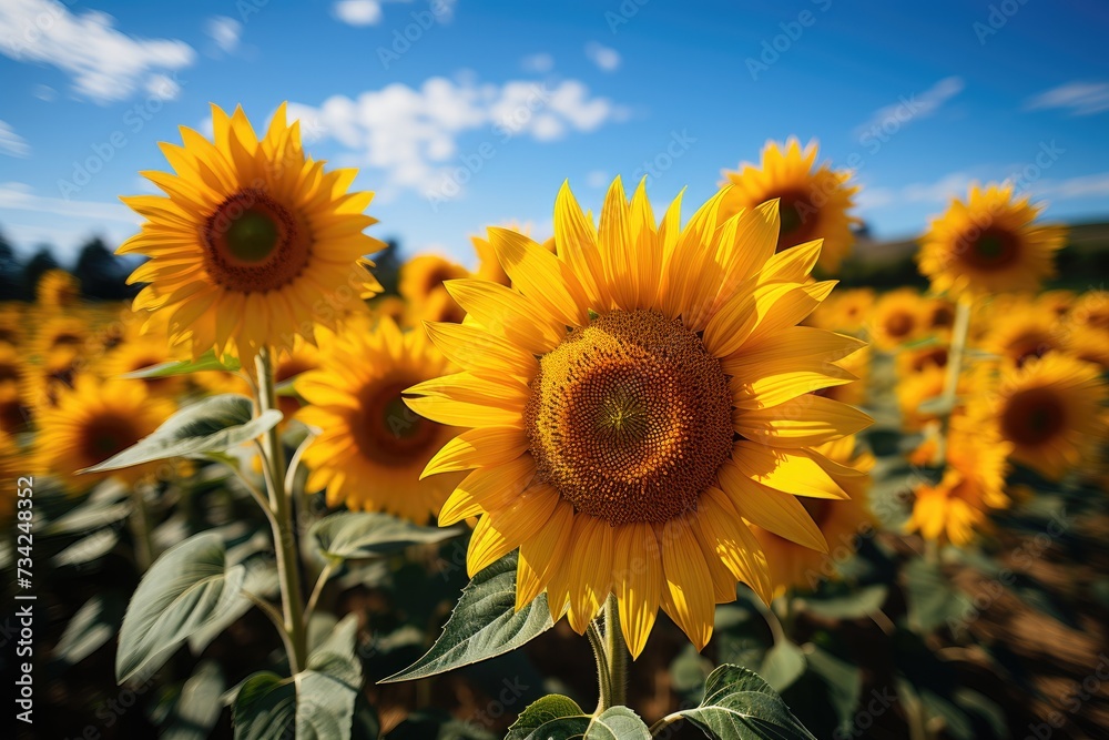 Golden Field of Sunflowers under the radiant sun., generative IA