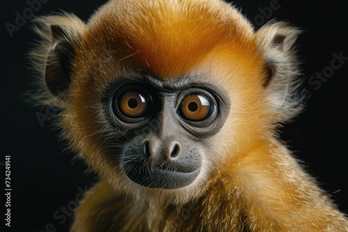 Golden Monkey Portrait: A striking portrait of a golden monkey with intense eyes