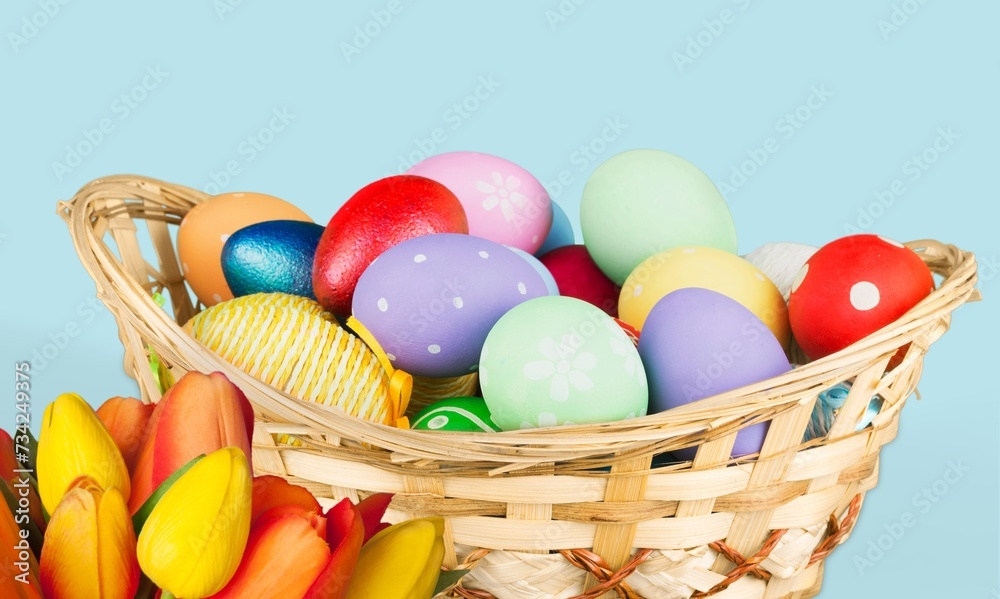 Clored Easter painted eggs on light background Clored Easter painted eggs on light background