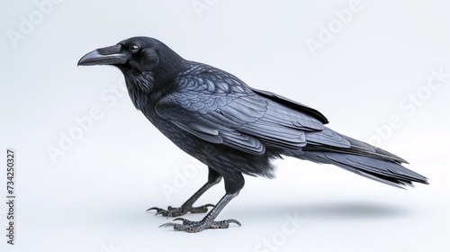 A beautiful image of a crow isolated on a plain white background.raven on a white background