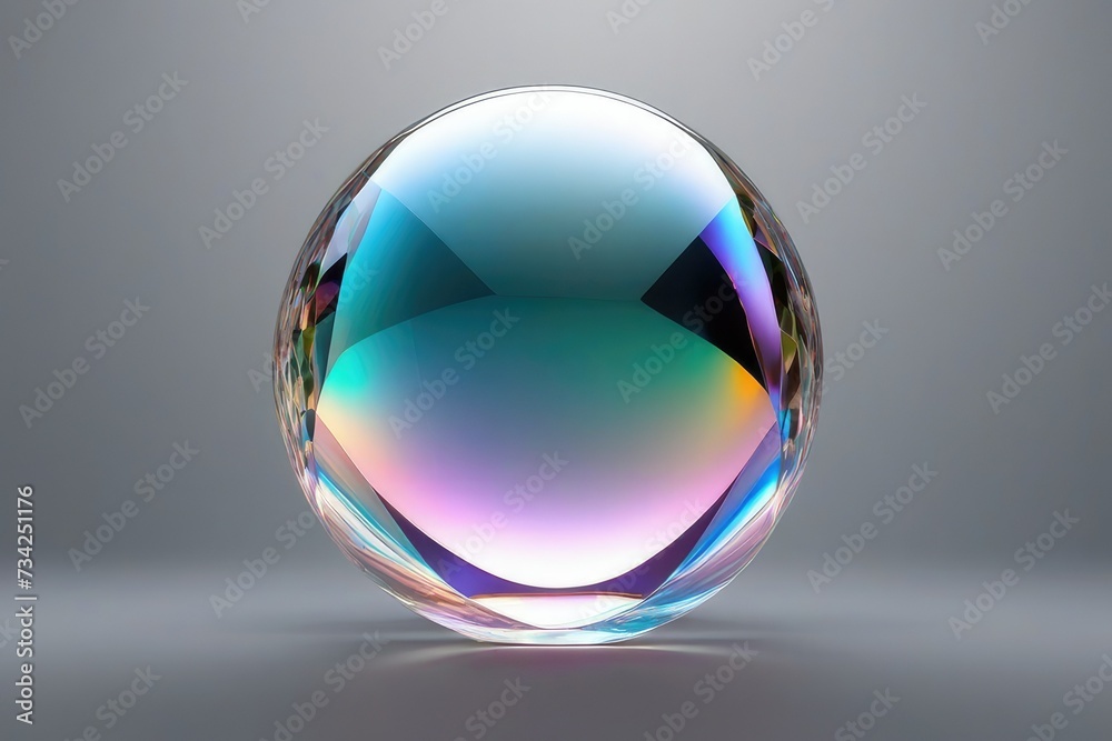 a high quality stock photograph of a 3d crystal glass bubble with refraction and holographic effect isolated on transparent or white background a high quality stock photograph of a 3d crystal glass bubble with refraction and holographic effect isolated on transparent or white background