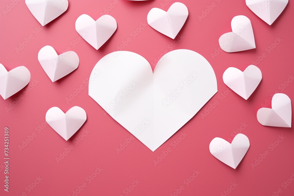 a group of white paper hearts