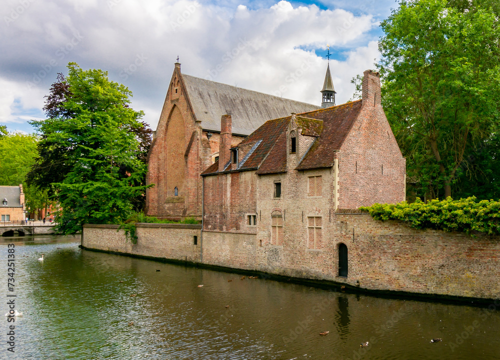 Fototapeta premium Lake of Love and Beguinage, Bruges, Belgium