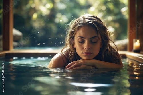  Serene water relaxation at a spa with beautiful girl