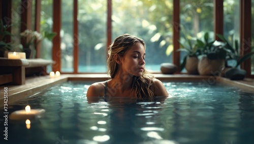  Serene water relaxation at a spa with beautiful girl © LIFE LINE