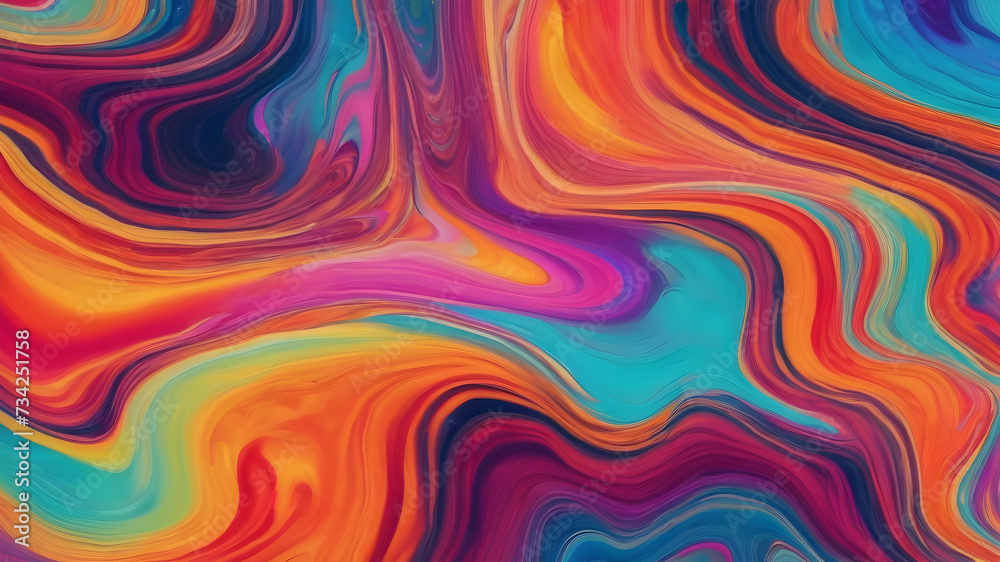 Abstract Multicolored Psychedelic Liquefied Background. Fluid Colorful Texture in Digital Art