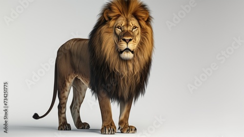 A beautiful image of a lion isolated on a plain white background. lion in front of white background