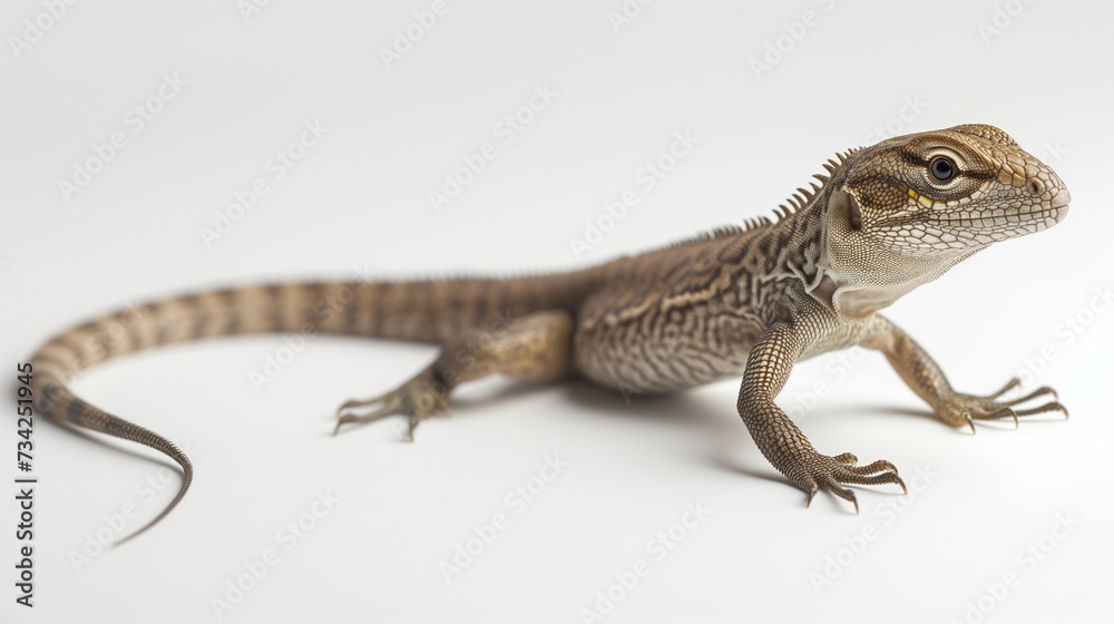 Naklejka premium A beautiful image of a lizard isolated on a plain white background. close up of a lizard