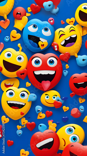 Colorful Display of Facebook's React Emojis: Like, Love, Haha, Wow, Sad, and Angry