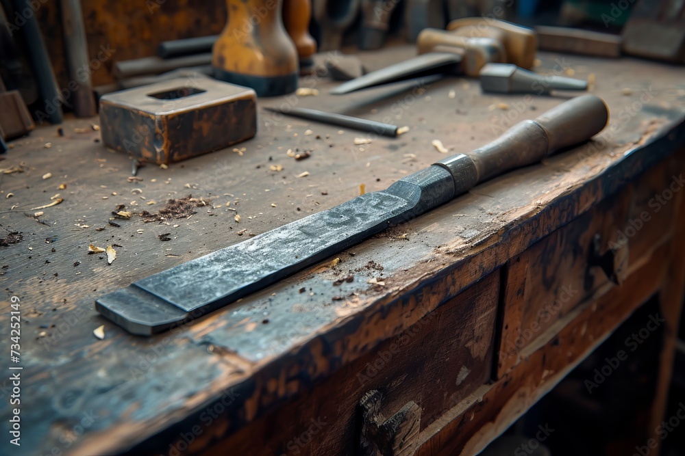 An Old Workbench With Tools