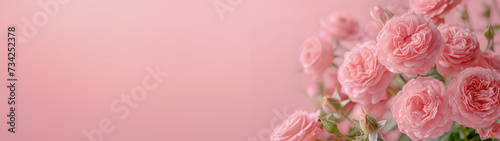 Pink rose bouquet  in pink hues copy space  Wedding  woman s day and valentine s concept.