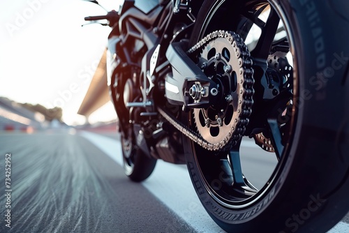 Close Up of a Motorcycle on a Road photo