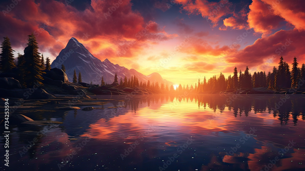 The natural realm, with backgrounds that highlight the beauty of sunrise, sunset, and the ever-changing colors of the sky background Ai Generative