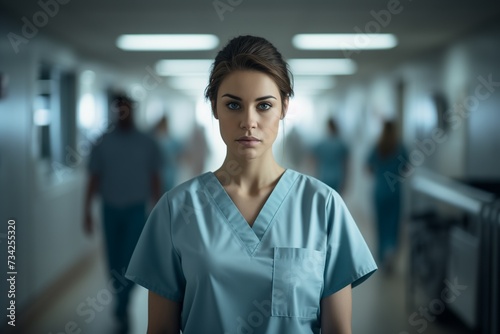 Nurse woman serious face in hospital