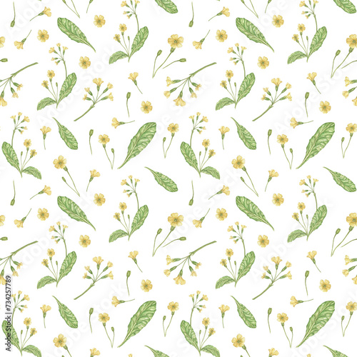 Watercolor floral seamless pattern in vintage rustic style  on an ivory background  hand-painted print  designer texture. Seamless pattern with delicate spring flowers for greeting cards  advertising 