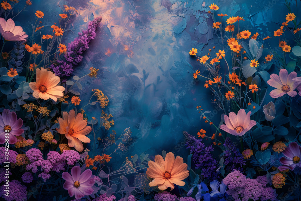 Fototapeta premium Whimsical pastel floral background wallpaper
