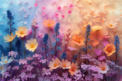 Whimsical pastel floral background wallpaper