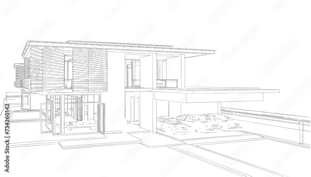 house building architectural 3d illustration