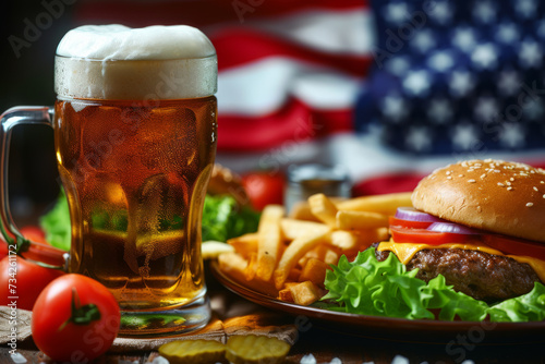 American Feast  Craft Beer  Burger  Fries  and Salad