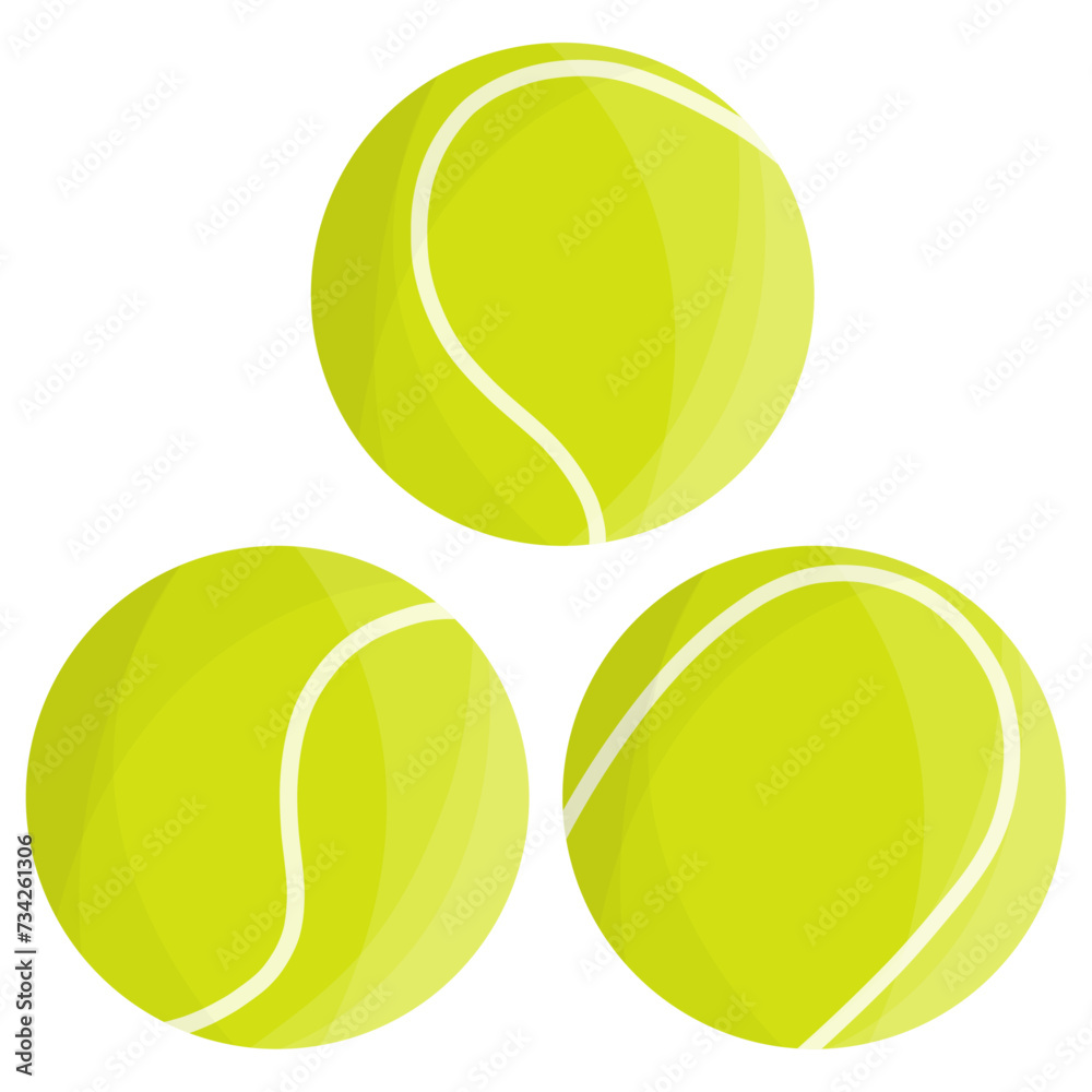 Set of three green tennis balls - vector CMYK	
