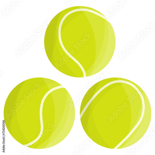 Set of three green tennis balls - vector CMYK	
