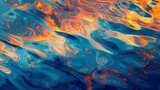Vivid Blue and Orange Abstract Background, Fluid Pattern