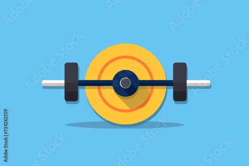 Flat Design of a Barbell on a Blue Background