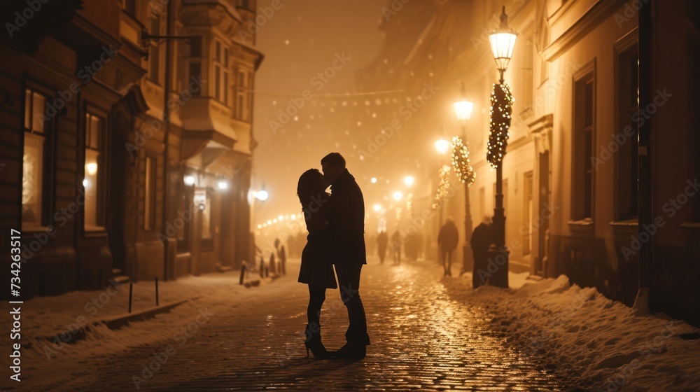Silhouette of people in street with historic buildings in the city of Prague, Czech Republic in Europe. Silhouette of people in street with historic buildings in the city of Prague, Czech Republic in Europe.