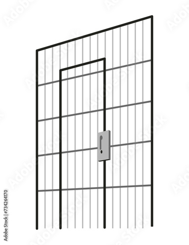 Police station building interior without employees, staff. Concept jail area, attacker imprison cell. Vector illustration in cartoon style