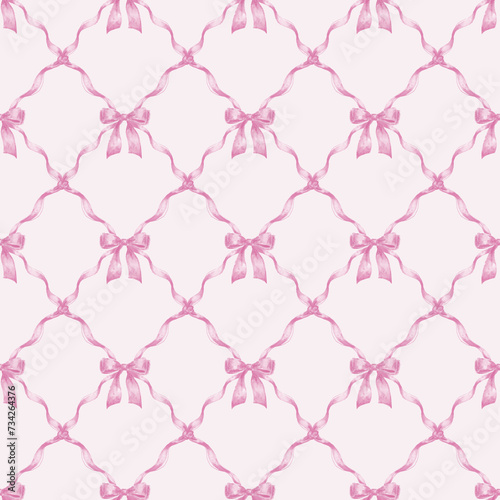Ilustración patrón rosa lazo amor adorno estampado cinta coquette adorable lindo cute bonito arte decoración 