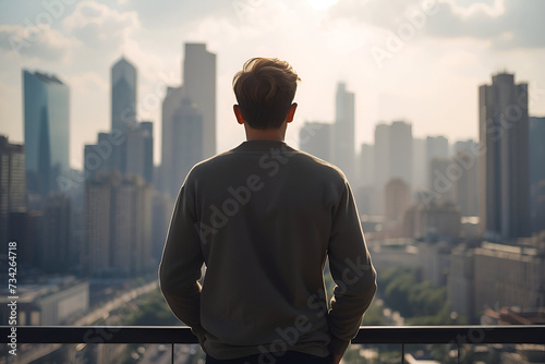 person looking at the city