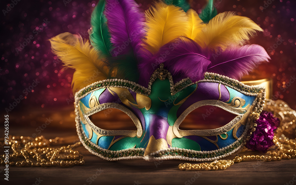 Mardi Gras carnival mask template with copy space for text