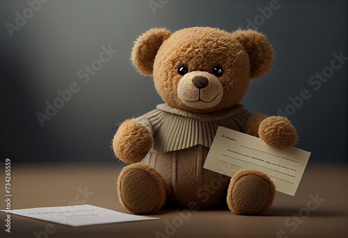 teddy with empty card. Generative AI