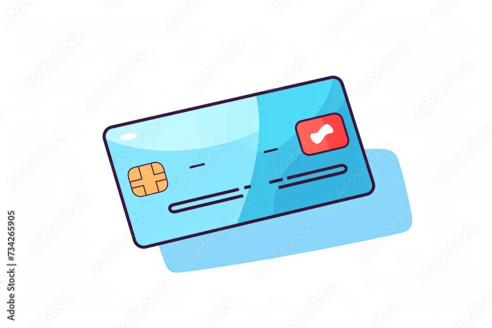 Blue Credit Card With Red Check Mark Blue Credit Card With Red Check Mark