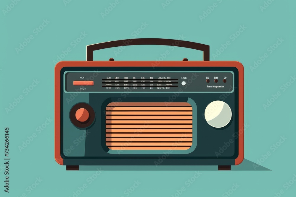 Brown and Black Radio on Blue Background Brown and Black Radio on Blue Background
