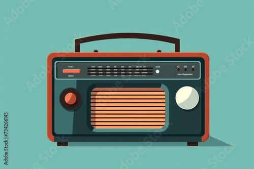 Brown and Black Radio on Blue Background
