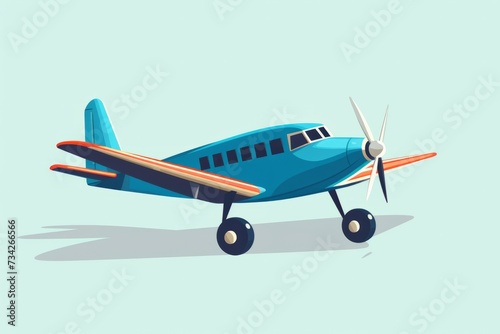Small Blue Airplane With Propeller on Light Blue Background